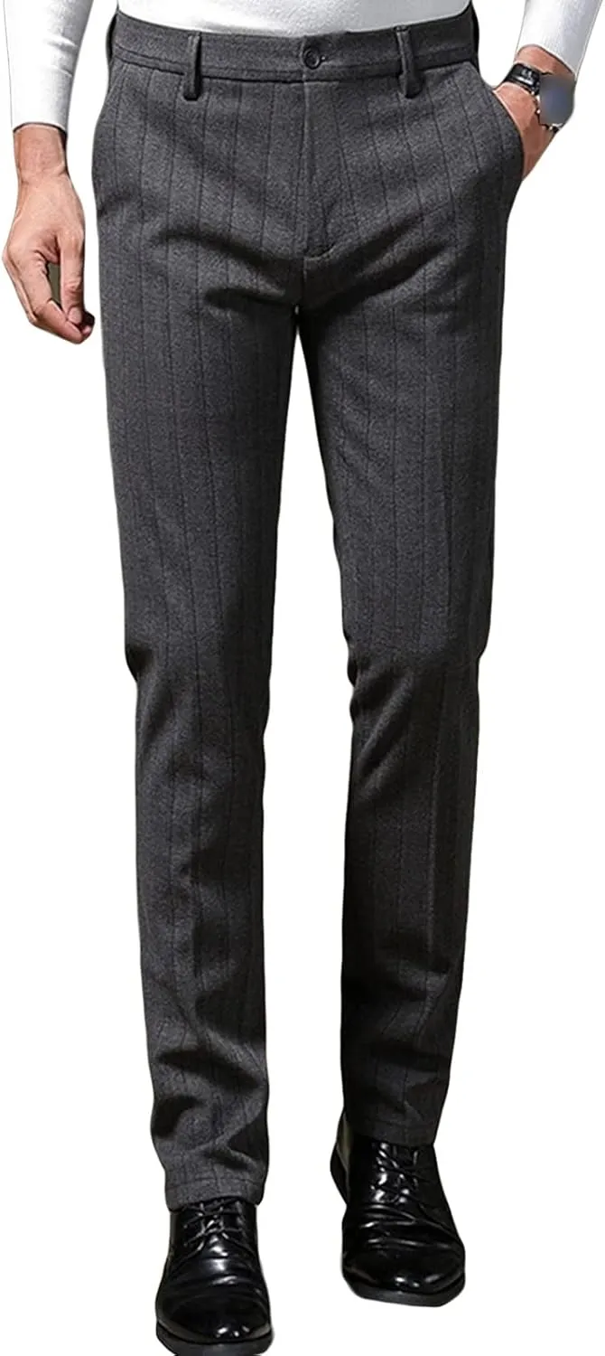 JEShifangjiusu Men's Regular Fit Linen Suit Pant Slim Fit Stretch Dress Pant Loose Flat Front Dress Pant Chino Pant (29,Dark Grey), Dark Grey, 29
