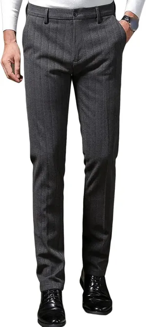 JEShifangjiusu Men's Regular Fit Linen Suit Pant Slim Fit Stretch Dress Pant Loose Flat Front Dress Pant Chino Pant (38,Dark Grey), Dark Grey, 38
