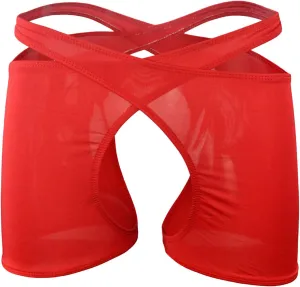 JEShifangjiusu Men'S Sexy Thong Underwear Low Waist Large Cross Boxers Briefs Sissy Pouch Crossdress Panties Lingerie