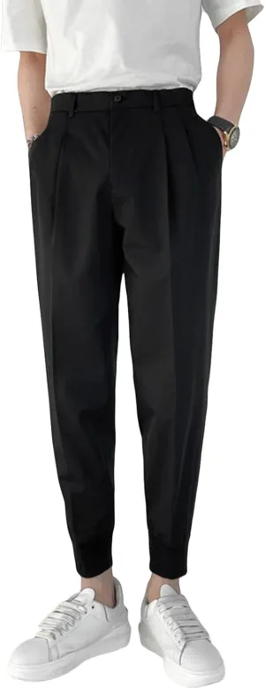 JEShifangjiusu Men's Slim Fit Dress Pant Lightweight Chino Flat Front Straight Fit Pant Pants Winter Trousers Outdoor Pants (35,Black), Black, 35