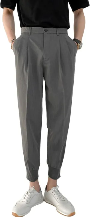 JEShifangjiusu Men's Slim Fit Dress Pant Lightweight Chino Flat Front Straight Fit Pant Pants Winter Trousers Outdoor Pants (35,Grey), Grey, 35