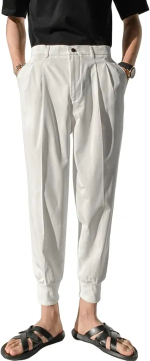 JEShifangjiusu Men's Slim Fit Dress Pant Lightweight Chino Flat Front Straight Fit Pant Pants Winter Trousers Outdoor Pants (35,White), White, 35