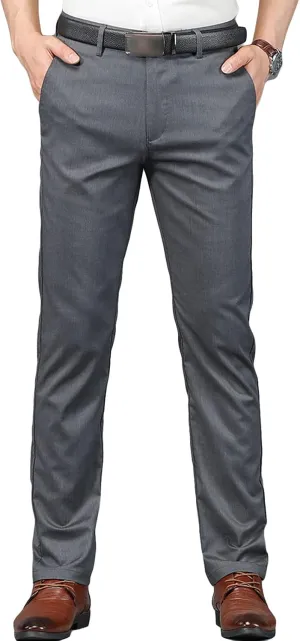 JEShifangjiusu Men's Slim Fit Dress Pant Straight-Fit Casual Stretch Khaki Pant Wrinkle-Resistant Flat-Front Chino Pant (38,Dark Grey), Dark Grey, 38