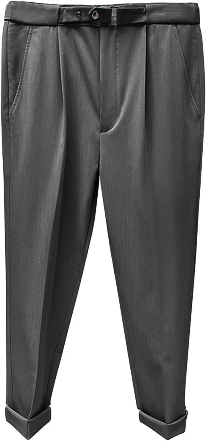 JEShifangjiusu Men's Slim Fit Dress Pant Stretch Flat Front Traveler Long Pant Fashion Casual Business Chino Pants (32,Grey), Grey, 32