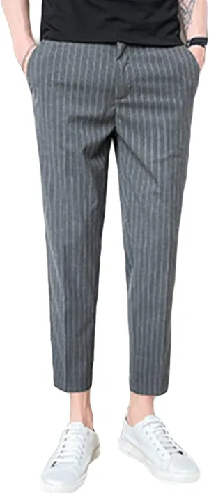 JEShifangjiusu MenS Slim Fit Dress Pants Stretch Dress Pants Skinny Khaki Pants Chino Pant Business Stripe Tapered Trousers (36,Grey), Grey, 36