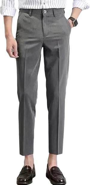 JEShifangjiusu Men's Slim-Fit Flat-Front Dress Pant Skinny Wrinkle-Resistant Chino Pant Straight Stretch Cargo Pant Trouser (33,Grey), Grey, 33