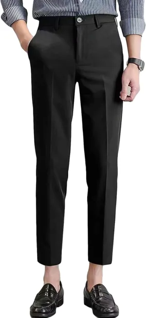 JEShifangjiusu Men's Slim-Fit Flat-Front Dress Pant Skinny Wrinkle-Resistant Chino Pant Straight Stretch Cargo Pant Trouser (34,Black), Black, 34