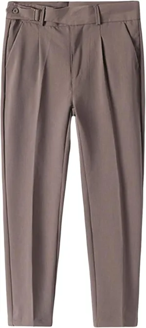 JEShifangjiusu Men's Slim Fit Stretch Dress Pants Skinny Fit Flat Front Suit Pants Plaid Business Chino Pants with Pockets (30,Dark Khaki), Dark Khaki, 30
