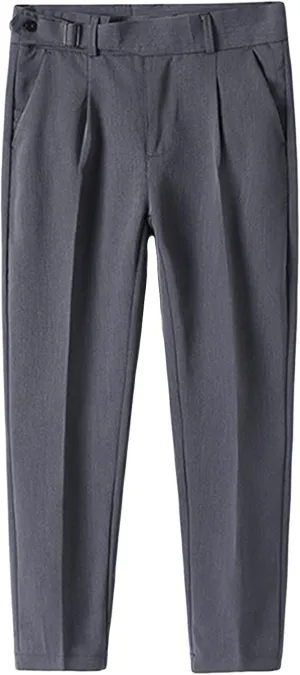 JEShifangjiusu Men's Slim Fit Stretch Dress Pants Skinny Fit Flat Front Suit Pants Plaid Business Chino Pants with Pockets (31,Grey), Grey, 31