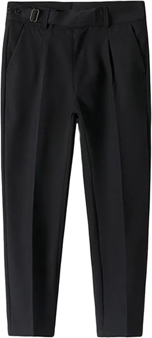 JEShifangjiusu Men's Slim Fit Stretch Dress Pants Skinny Fit Flat Front Suit Pants Plaid Business Chino Pants with Pockets (36,Black), Black, 36