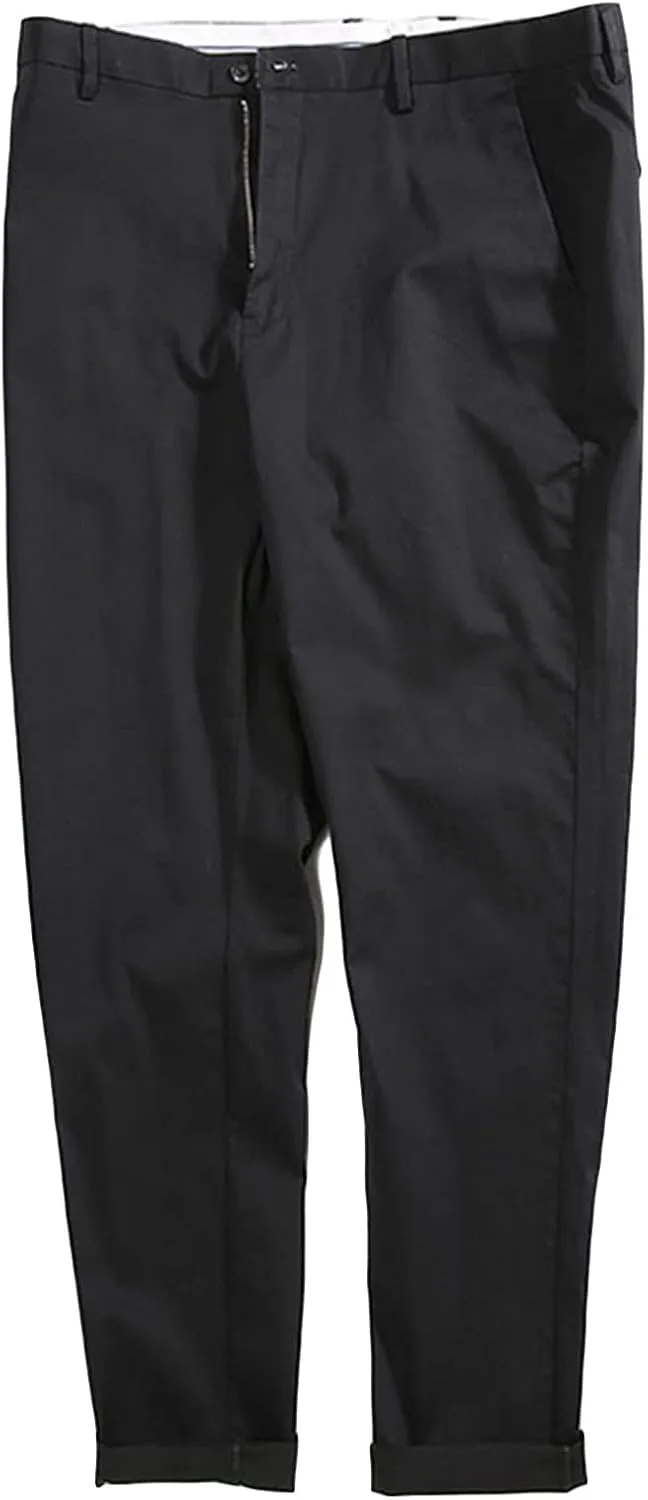 JEShifangjiusu Men's Straight Stretch Chino Pants Dress Pants Slim Fit Skinny Suit Pants Casual Lightweight Pants (40,Black), Black, 40