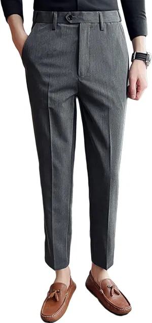 JEShifangjiusu Men's Stretch Dress Pants Casual Slim Fit Skinny Suit Pants Solid Color Business Chino Trousers Chino Pants (34,Dark Grey), Dark Grey, 34