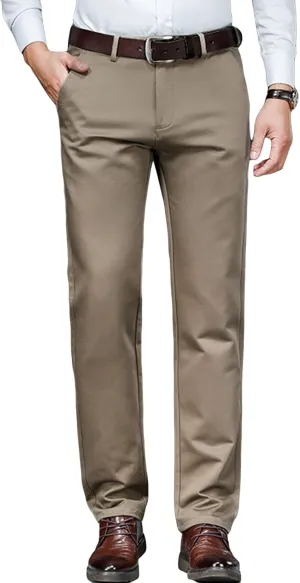 JEShifangjiusu Men's Stretch Dress Pants Slim Fit Skinny Suit Pant Business Flex Flat Front Pant Wrinkle-Resistant Chino Pant (28,Khaki), Khaki, 28
