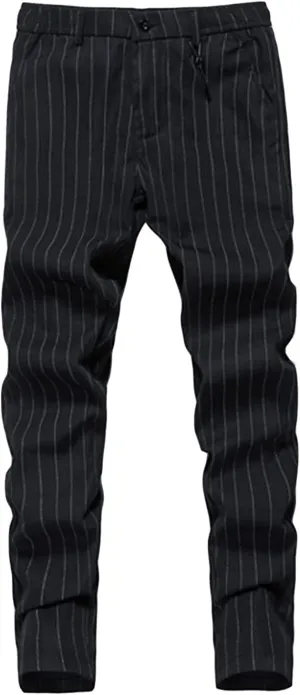 JEShifangjiusu Men's Striped Dress Pants Slim Fit Flat Front Pencil Prom Trousers Casual Business Skinny Trousers Chino Pant