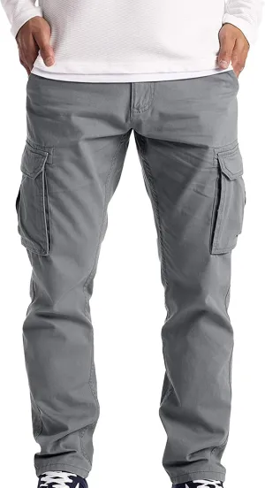 JEShifangjiusu Mens Wild Cargo Pants Stretch Hiking Work Pants Joggers Sweatpants Casual Slim Fit Chino Trousers With Pockets