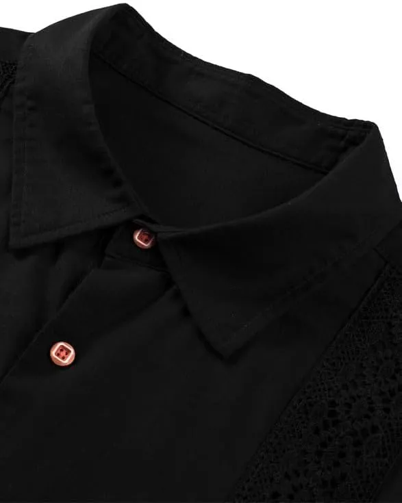 JMIERR Mens Cotton Linen Guayabera Shirts Casual Button Up Short Sleeve Summer Beach Shirt
