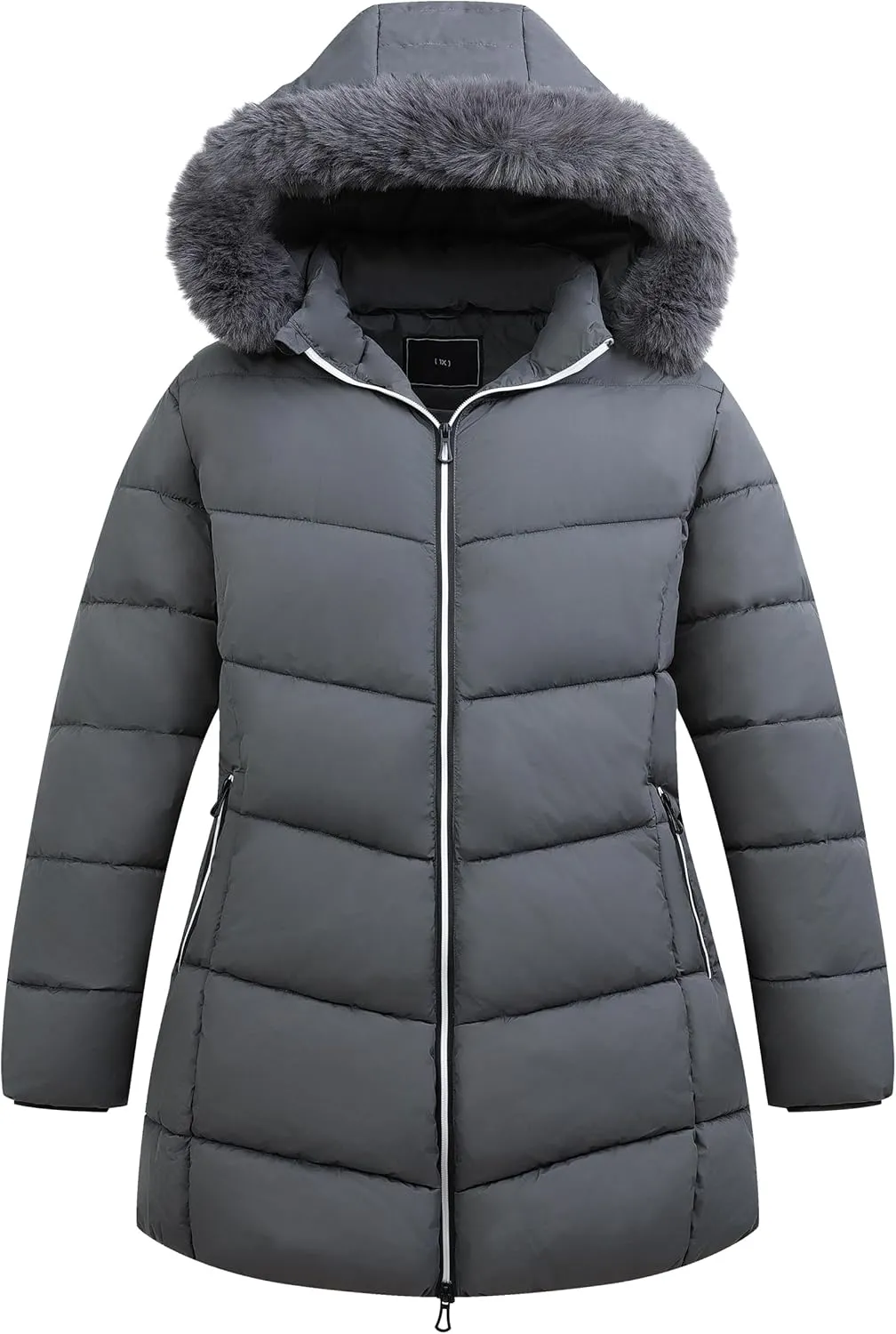KAIDER Women's Plus Size Winter Windproof Warm Down Coats Waterproof Thicken Hooded Fashions Puffer Jacket