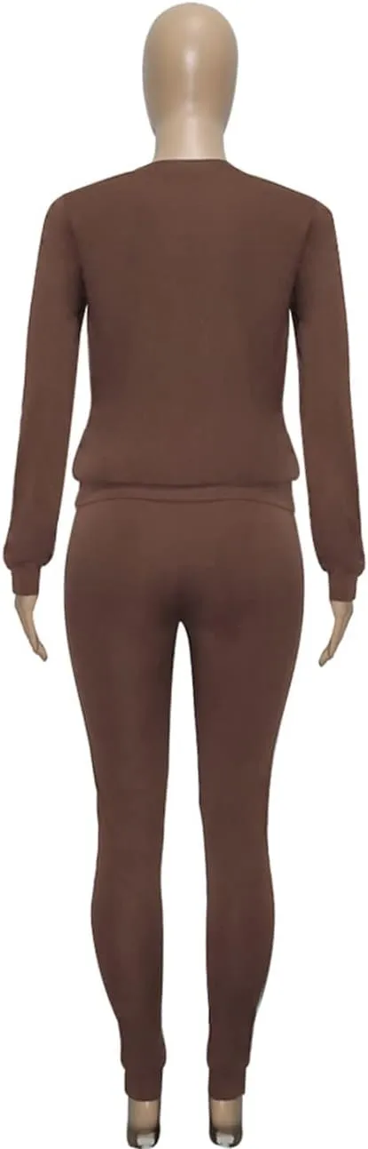 KANSOON Women Stripe Patchwork Two Piece Sweatsuit Round Neck Pullover and Skinny Long Pants Sets