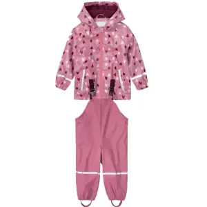 Kids Hooded Waterproof Puddle Suit Set | Pink Hearts