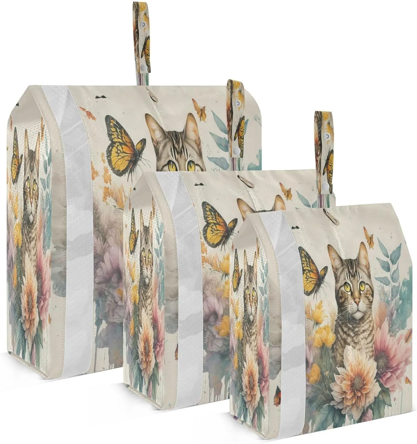 Kigai Butterfly Cat Travel Cubes for Packing 3 PCS Travel Luggage Packing Organizer Foldable Suitcase Storage Bag, Travel Accessories