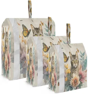 Kigai Butterfly Cat Travel Cubes for Packing 3 PCS Travel Luggage Packing Organizer Foldable Suitcase Storage Bag, Travel Accessories