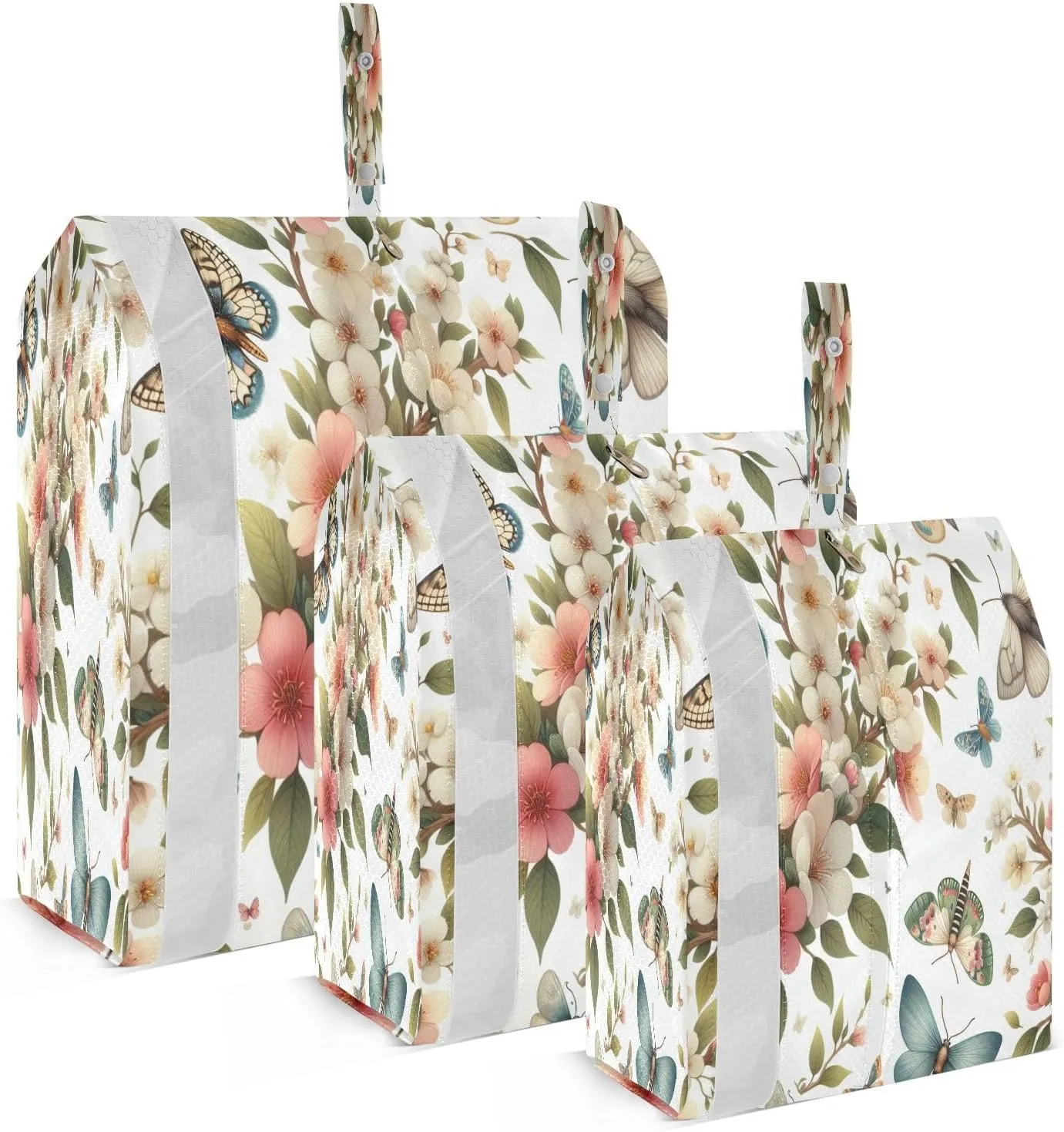 Kigai Butterfly Flower Travel Cubes for Packing 3 PCS Travel Luggage Packing Organizer Foldable Suitcase Storage Bag, Travel Accessories