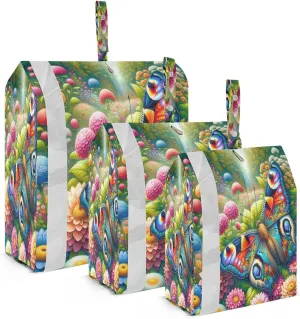 Kigai Butterfly Flower Travel Cubes for Packing 3 PCS Travel Luggage Packing Organizer Foldable Suitcase Storage Bag, Travel Accessories