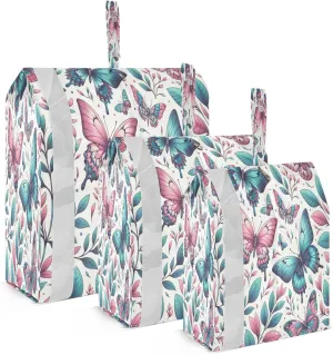 Kigai Butterfly Leaves Travel Cubes for Packing 3 PCS Travel Luggage Packing Organizer Foldable Suitcase Storage Bag, Travel Accessories