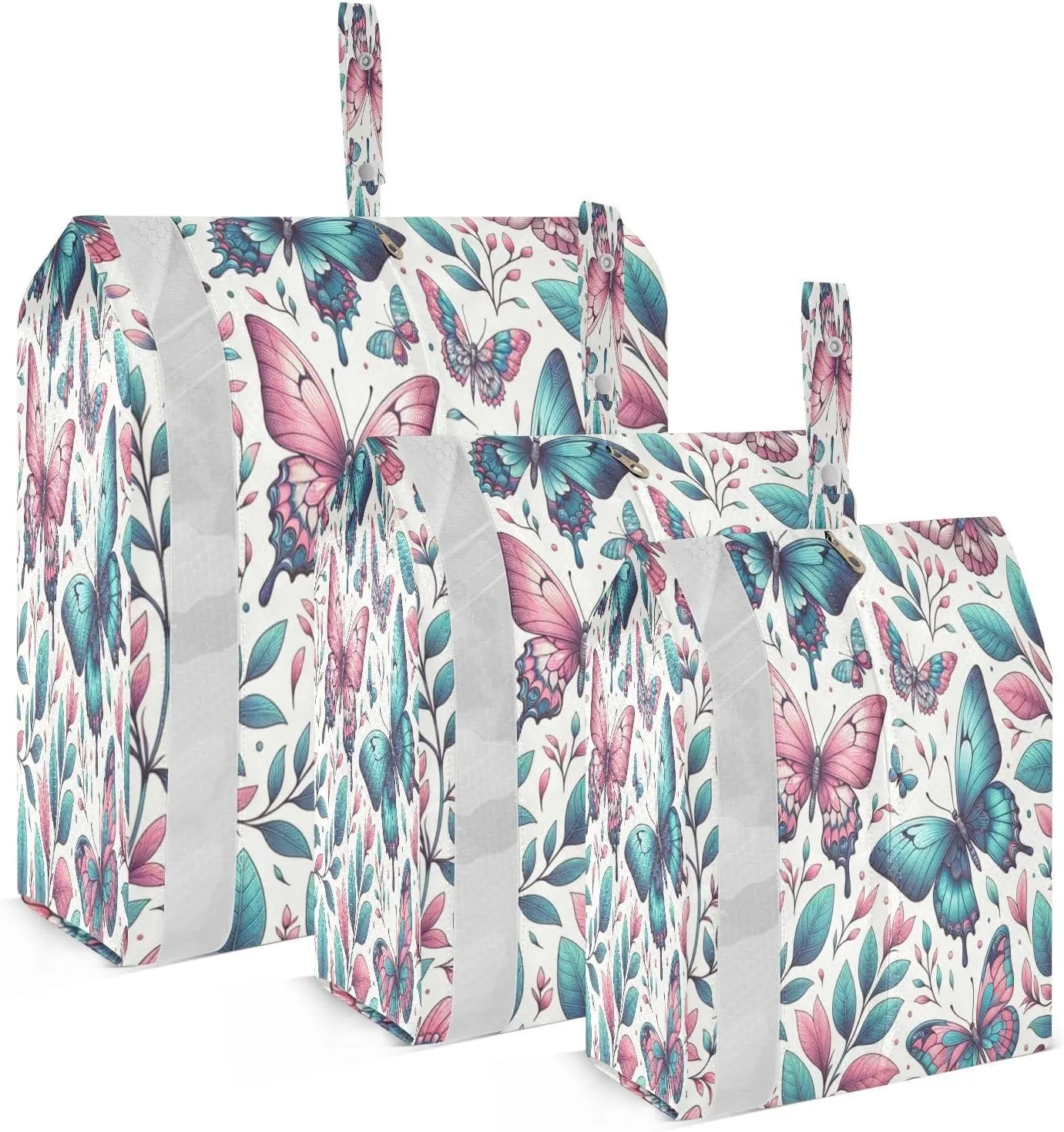 Kigai Butterfly Leaves Travel Cubes for Packing 3 PCS Travel Luggage Packing Organizer Foldable Suitcase Storage Bag, Travel Accessories