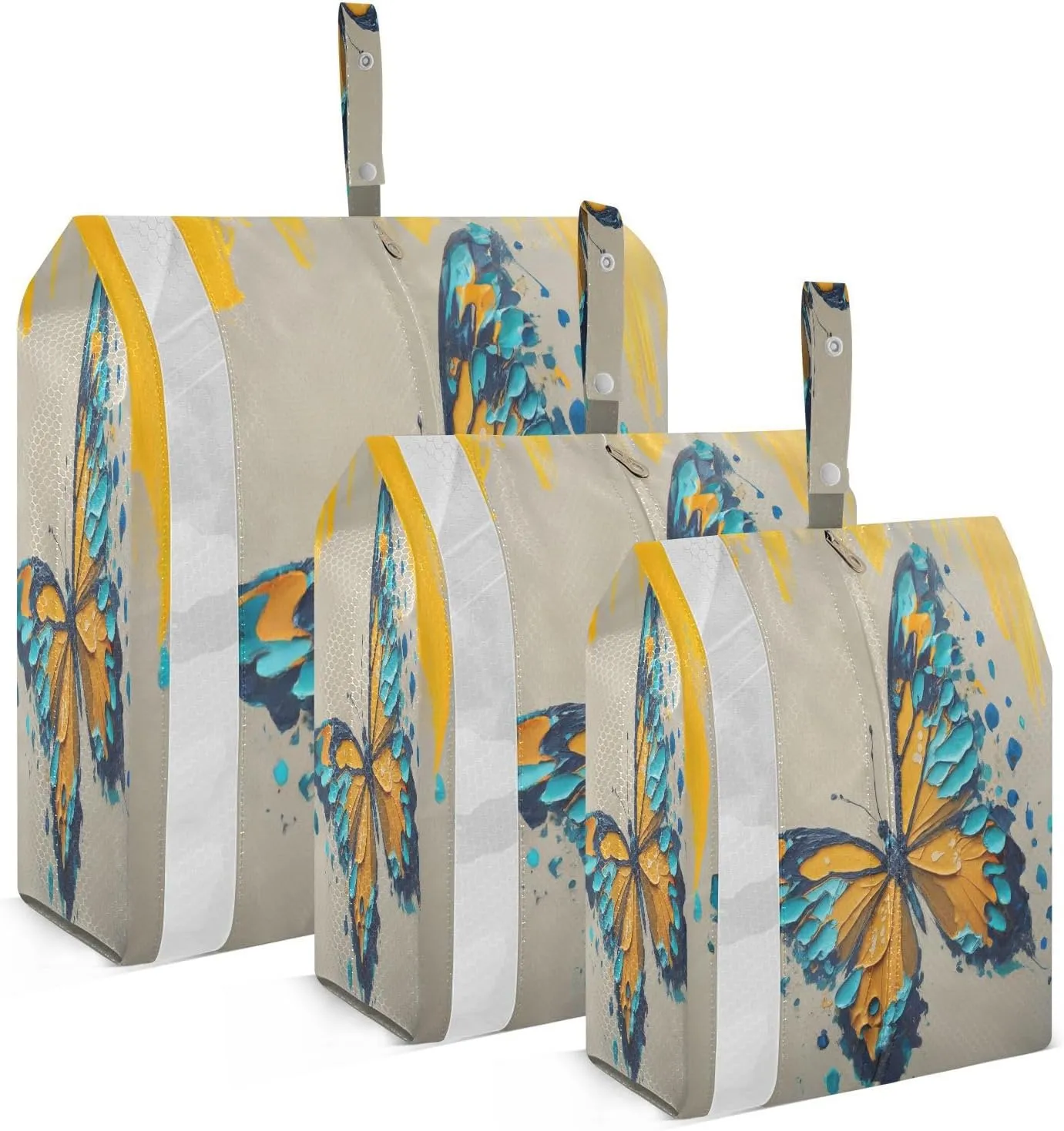 Kigai Butterfly Travel Cubes for Packing 3 PCS Travel Luggage Packing Organizer Foldable Suitcase Storage Bag, Travel Accessories
