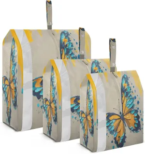 Kigai Butterfly Travel Cubes for Packing 3 PCS Travel Luggage Packing Organizer Foldable Suitcase Storage Bag, Travel Accessories