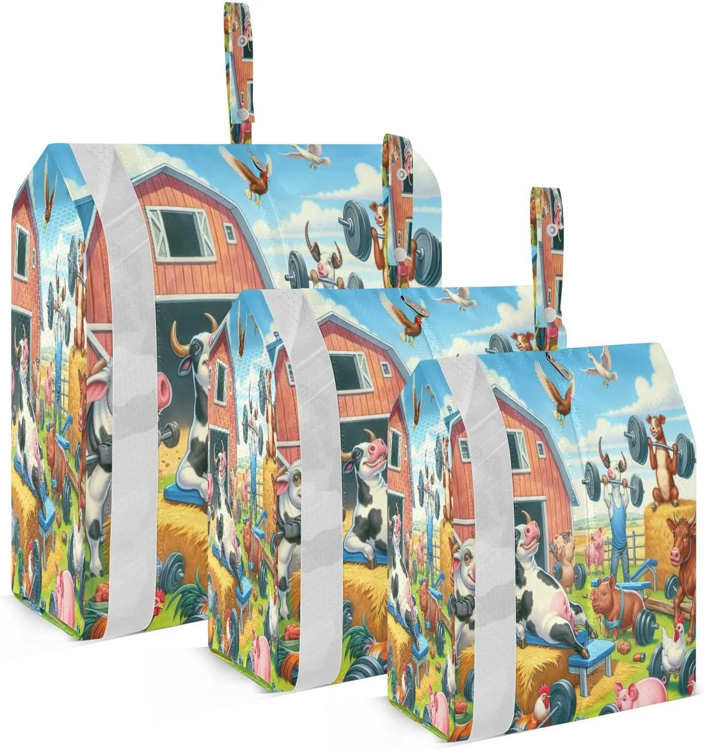 Kigai Farm Animals Travel Cubes for Packing 3 PCS Travel Luggage Packing Organizer Foldable Suitcase Storage Bag, Travel Accessories
