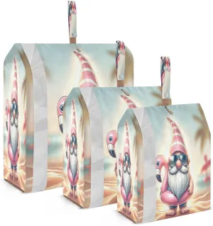 Kigai Gnome Flamingos Travel Cubes for Packing 3 PCS Travel Luggage Packing Organizer Foldable Suitcase Storage Bag, Travel Accessories