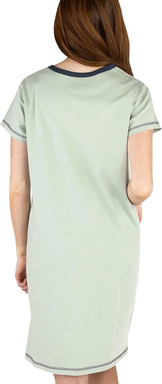 Lazy One Women's Nightgown, Funny V-Neck Sleep Shirt for Women, Bear & Moose Pajama Shirts
