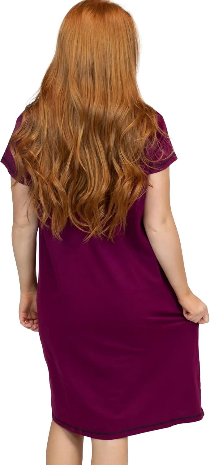 Lazy One Women's Nightgown, Funny V-Neck Sleep Shirt for Women, Bear & Moose Pajama Shirts