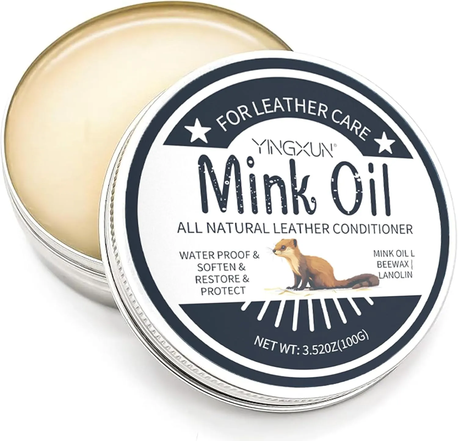 Leather Conditioner Cleaner, All-Natural 3.52 Oz Mink Oil Kit with Sponge, Waterproof Soften brighten Restore Car Interior Shoe Boot, Saddle, Jacket, Purse, Glove, Vinyl and Leather Products