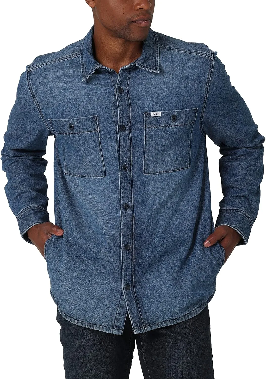 Lee Men's Workwear Loose Fit Long Sleeve Button Down Overshirt