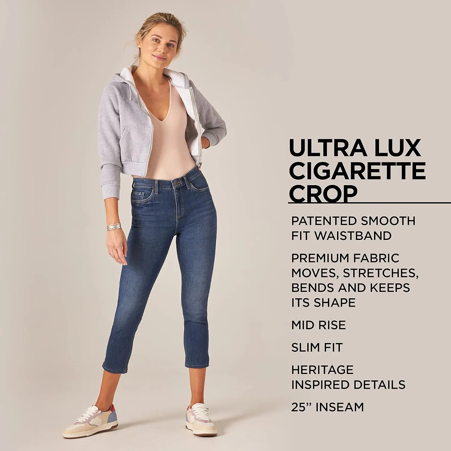 Lee Women's Ultra Lux Mid-Rise Cigarette Crop Jean