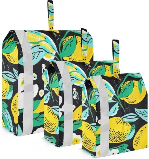 Lemon Blue Leave Packing Cubes for Suitcases 3 Set Expandable Compression Luggage Packing Organizers for Carry on Suitcase Travel Accessories Luggage Organizer Bags Set