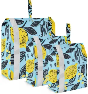 Lemon Leave Blue Packing Cubes for Suitcases 3 Set Compression Expandable Luggage Packing Organizers for Carry on Suitcase Travel Accessories Luggage Organizer Bags Set