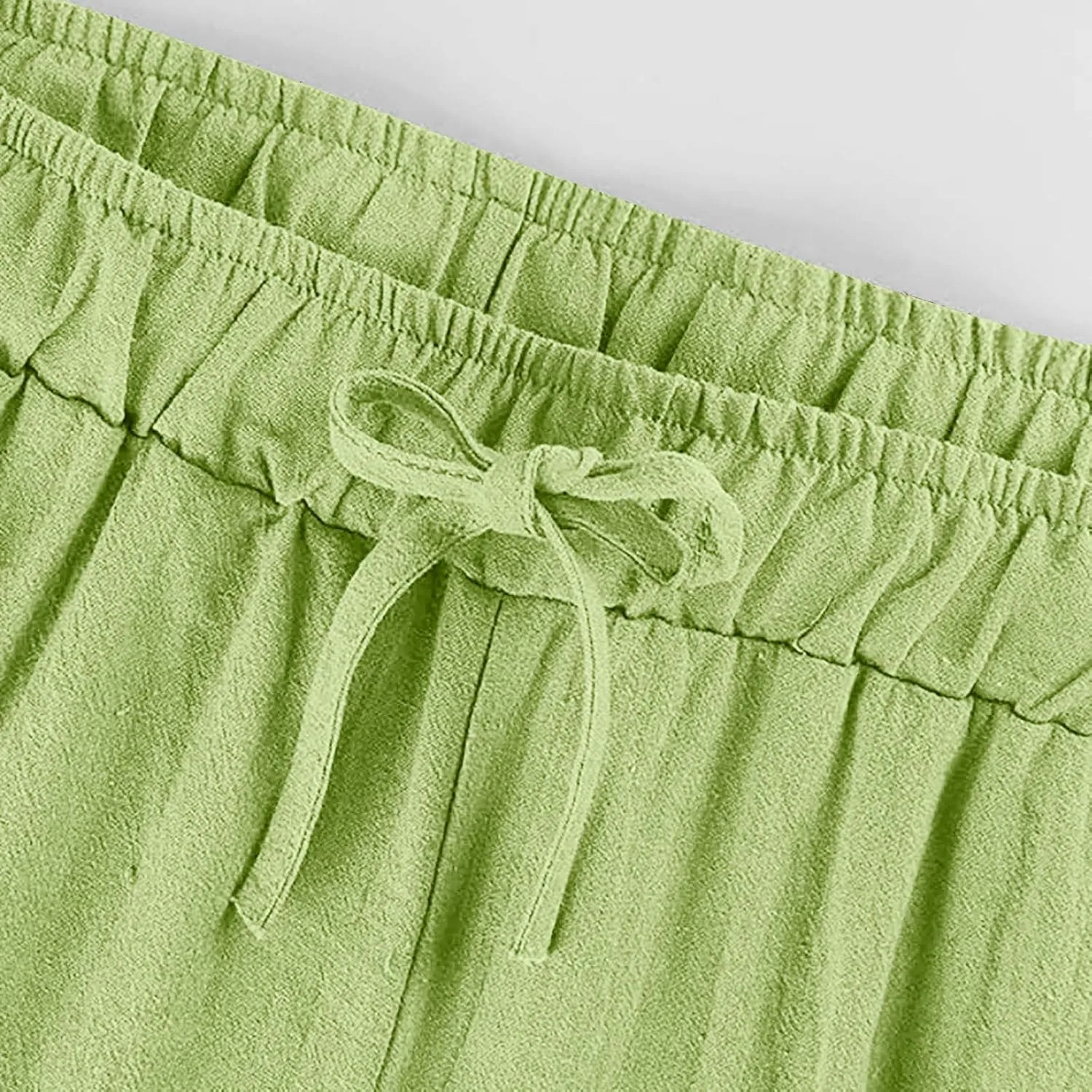 Linen Pants Women High Waisted Drawstring Palazzo Pants 2025 Flowy Wide Leg Trouser with Pockets Beach Vacation Clothes