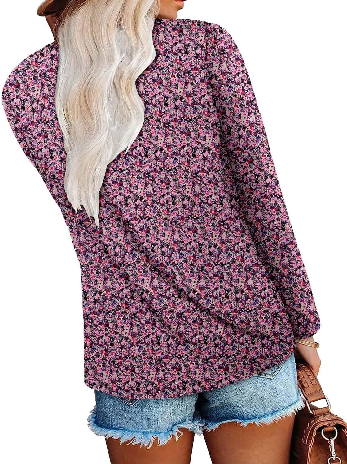 Long Sleeve Shirts for Women Fashion V Neck Basics Casual Top Fitted Tunic Tops
