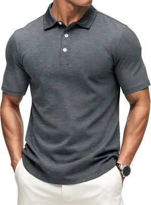 MAGCOMSEN Men's Short-Sleeve Polo,Golf Shirts for Men 3-Button Moisture Wicking,Athletic Outdoor Collared T-Shirt