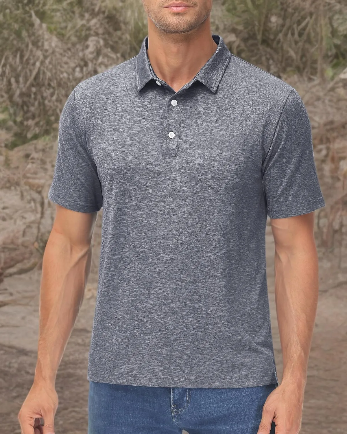 MAGCOMSEN Men's Short-Sleeve Polo,Golf Shirts for Men 3-Button Moisture Wicking,Athletic Outdoor Collared T-Shirt