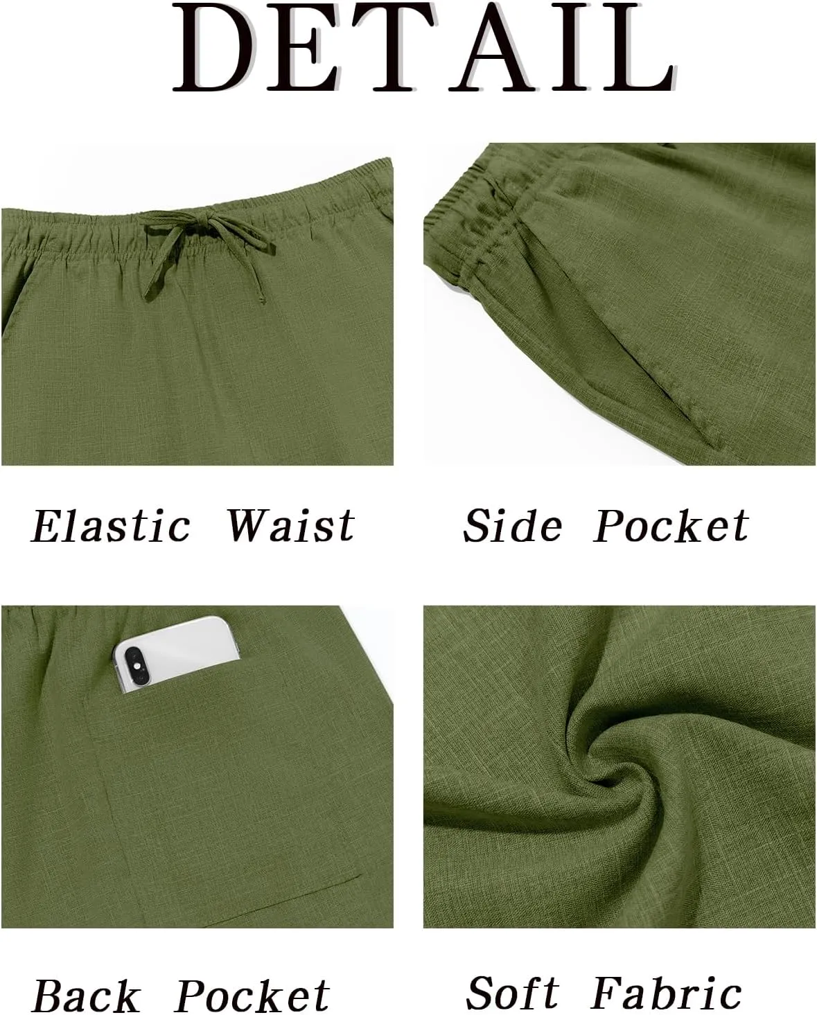 Makkrom Mens Casual Pants Drawstring Elastic Waist Lightweight Linen Pants Loose Fit Summer Beach Yoga Trousers