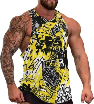 MARSVOVO Muscle Men's Hip Hop Tank Tops Vintage Y2K Street Graphic Casual Cotton Blend Quick-Dry Summer 2024 Sportswear