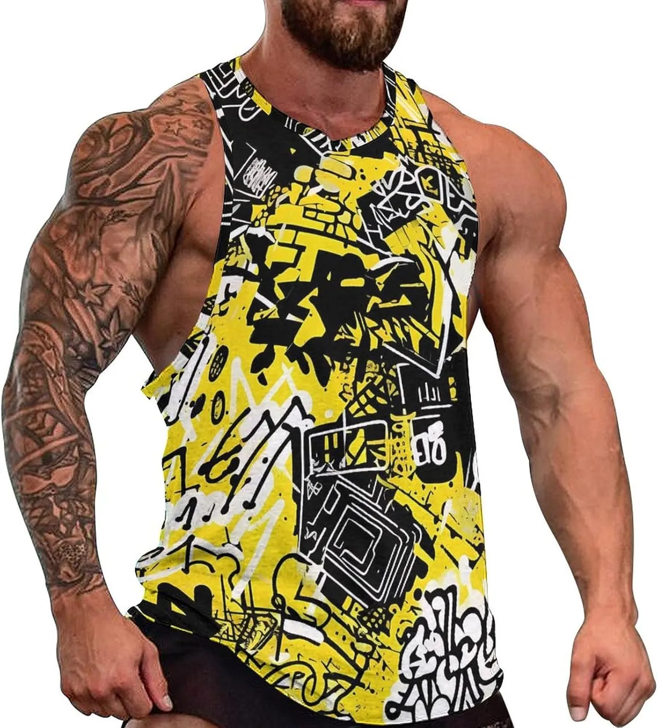MARSVOVO Muscle Men's Hip Hop Tank Tops Vintage Y2K Street Graphic Casual Cotton Blend Quick-Dry Summer 2024 Sportswear