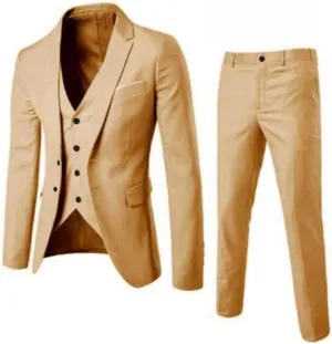 Mens 3 Piece Slim Fit Solid Color Jacket Wedding Formal Prom Suit Blazer Jacket Vest Pants Mens Suits Big and Tall
