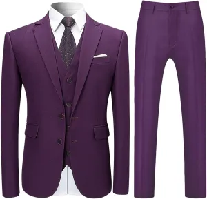 Mens 3 Piece Suit Dress Big and Tall Suit Slim Fit Balzer Jacket & Vest & Pants Set for Wedding Formal Prom Business