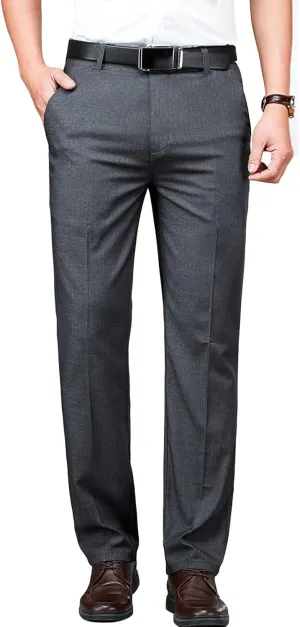 Men's 4-Way Stretch Dress Pant Slim Fit Flat Front Dress Pant Skinny Fit Cotton Business Chino Pant (38,Grey)
